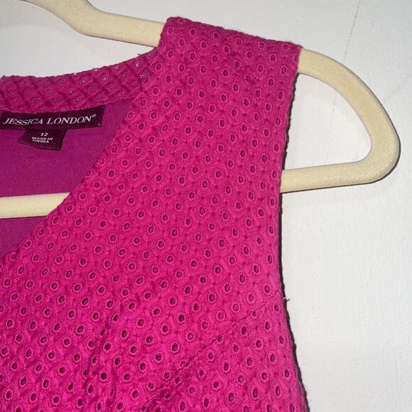 Jessica London Womens Sleeveless Fuchsia Eyelet Lace A-Line Dress Size 12 - Picture 2 of 7